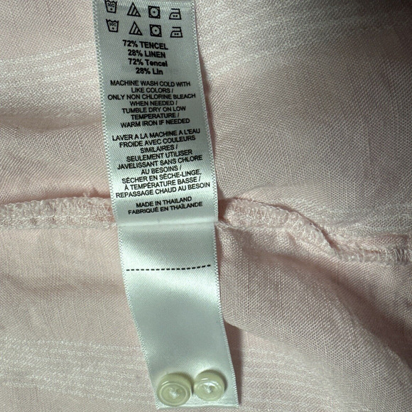 Untuckit Kathryn Women Size 2 Linen Blend Button Front Long Sleeve Shirt Pink - Picture 9 of 11